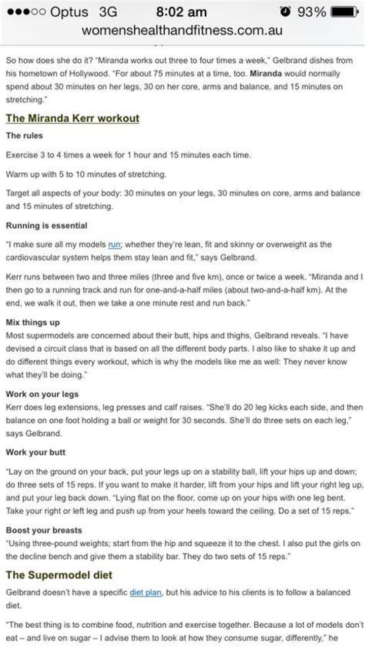 Miranda Raison Diet Plan